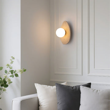 Tivoli 12" Modern Minimalist 1-Light Ovoid Travertine LED Wall Sconce